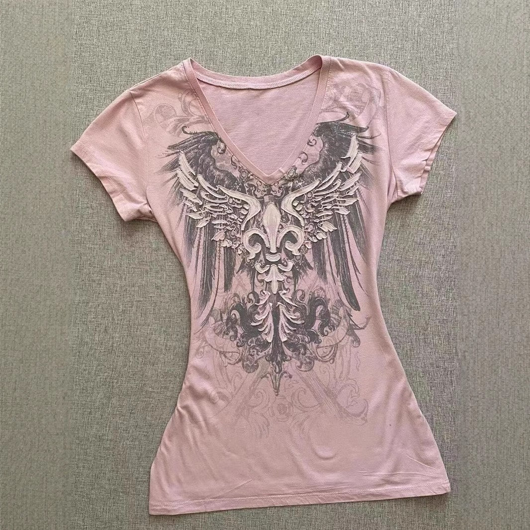 Elisette Printed V-Neck Tee