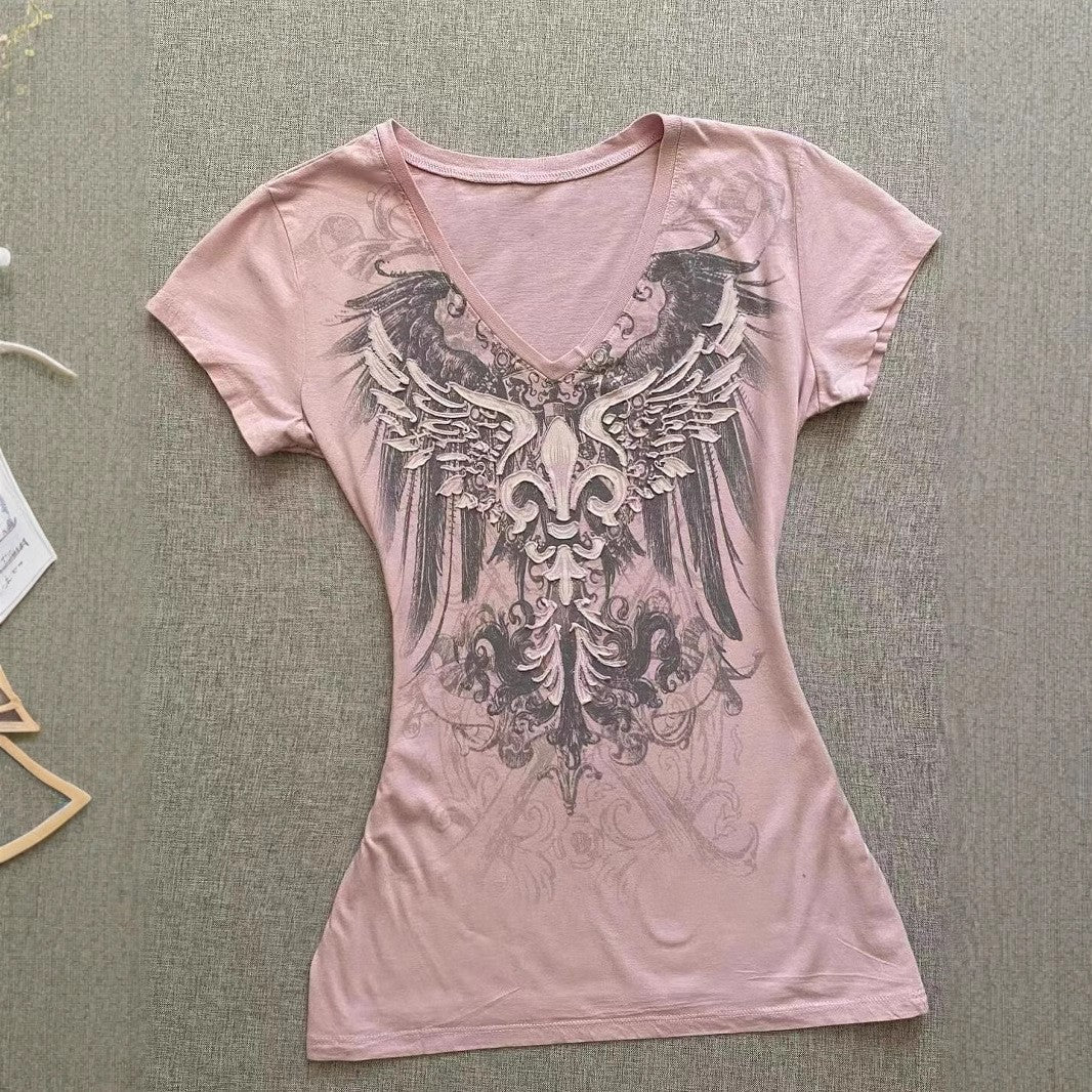 Elisette Printed V-Neck Tee