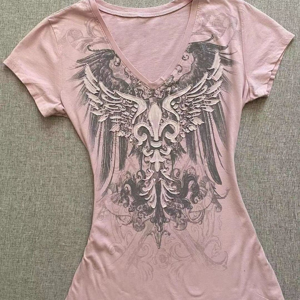 Elisette Printed V-Neck Tee