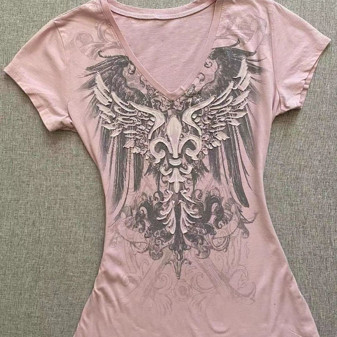 Elisette Printed V-Neck Tee