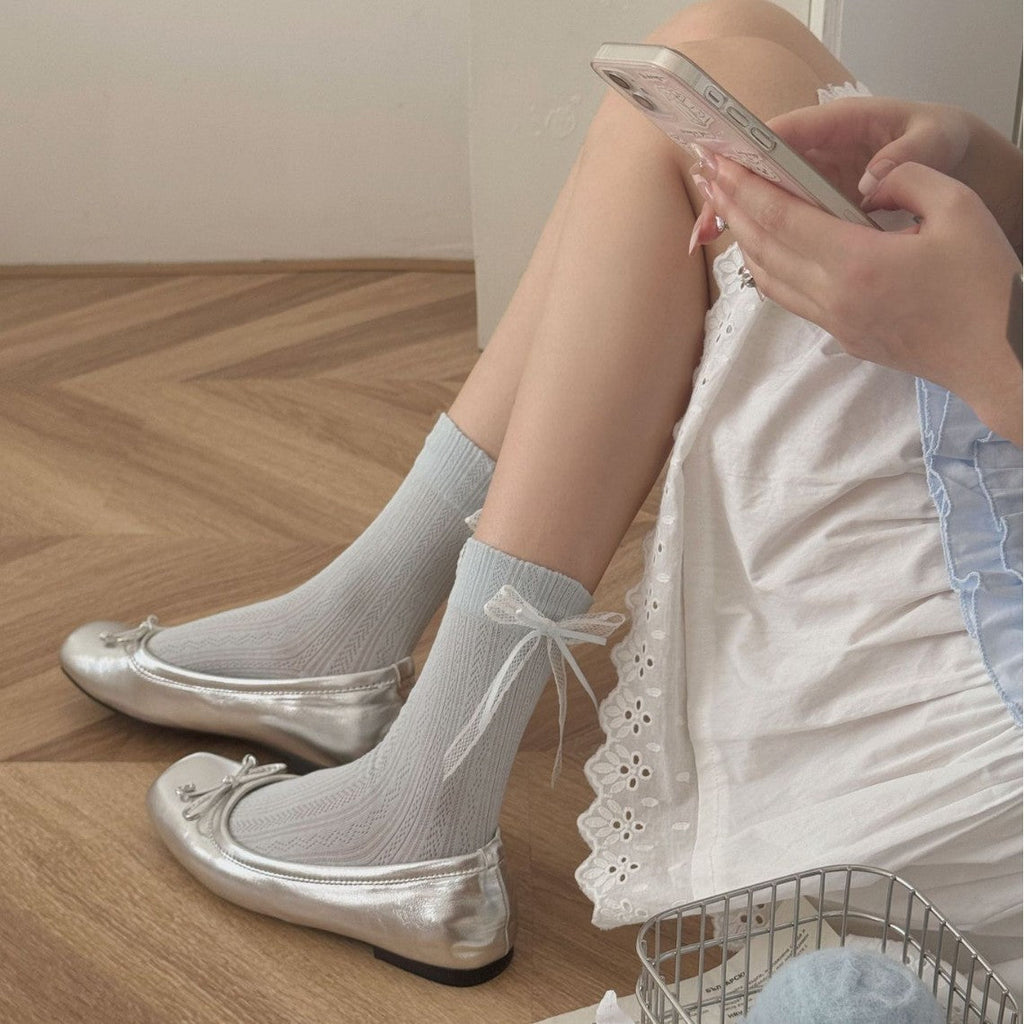 Lacielle Lace Ribbon Ballet Socks