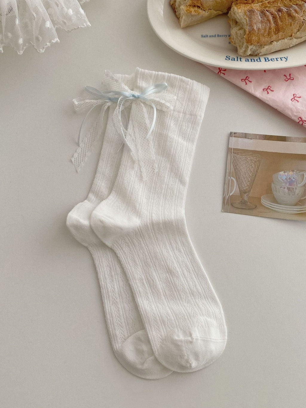 Lacielle Lace Ribbon Ballet Socks