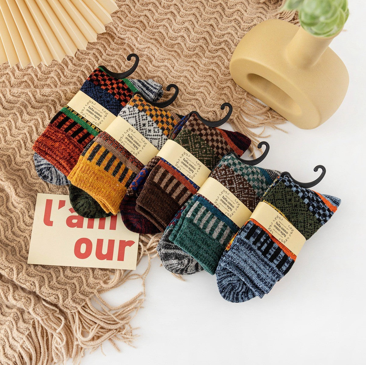 Mirelle Angora Wool Winter Socks - 5 Pair Set