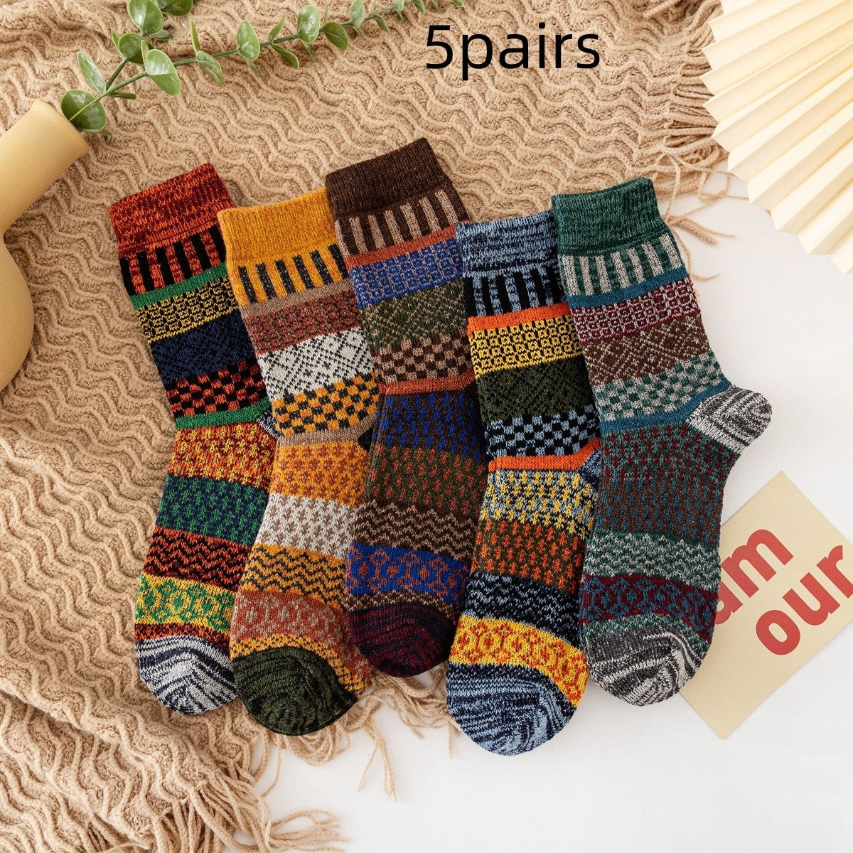 Mirelle Angora Wool Winter Socks - 5 Pair Set