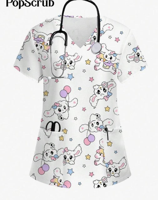 Pristelle Vivid V-Neck Scrub Top