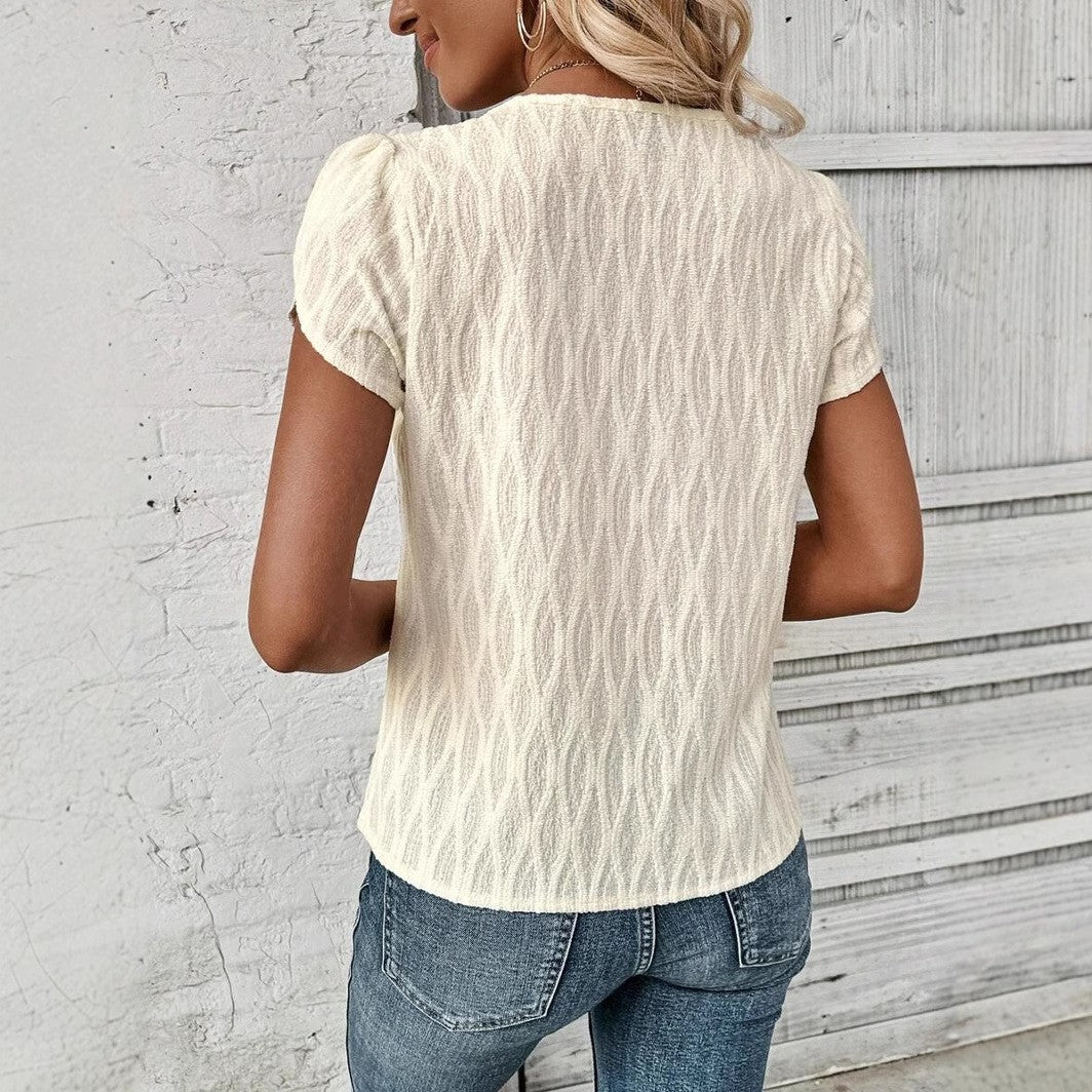 Seloraine Asymmetrical Petal Sleeve Blouse