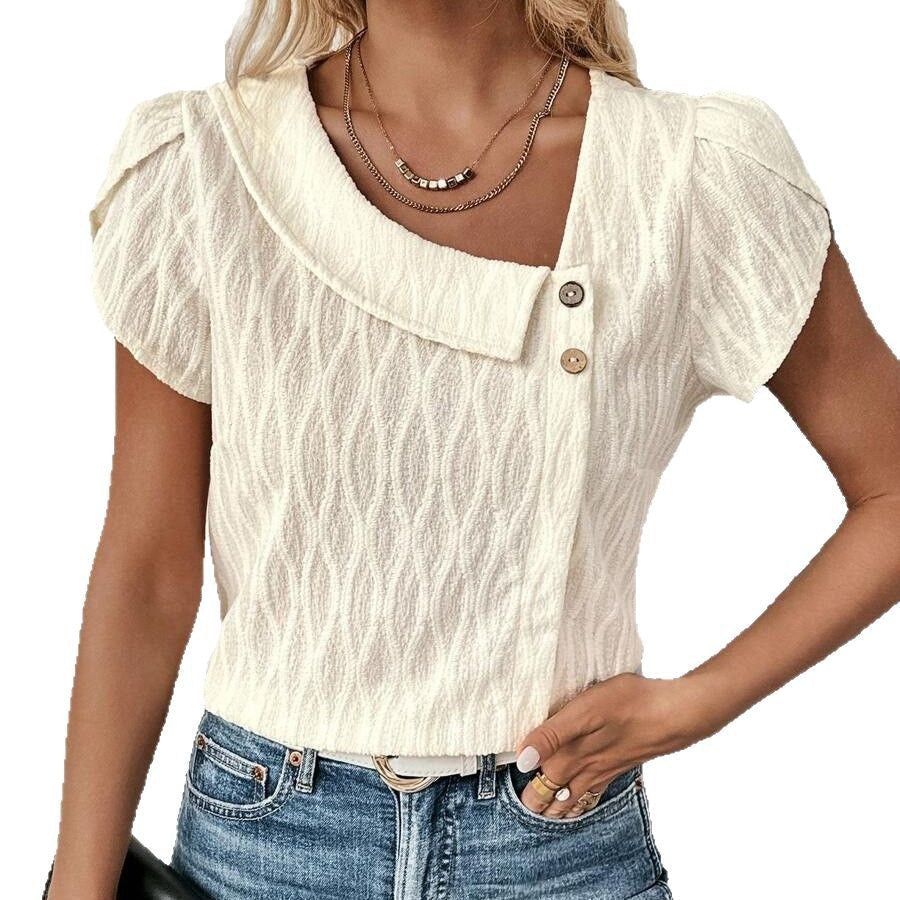 Seloraine Asymmetrical Petal Sleeve Blouse