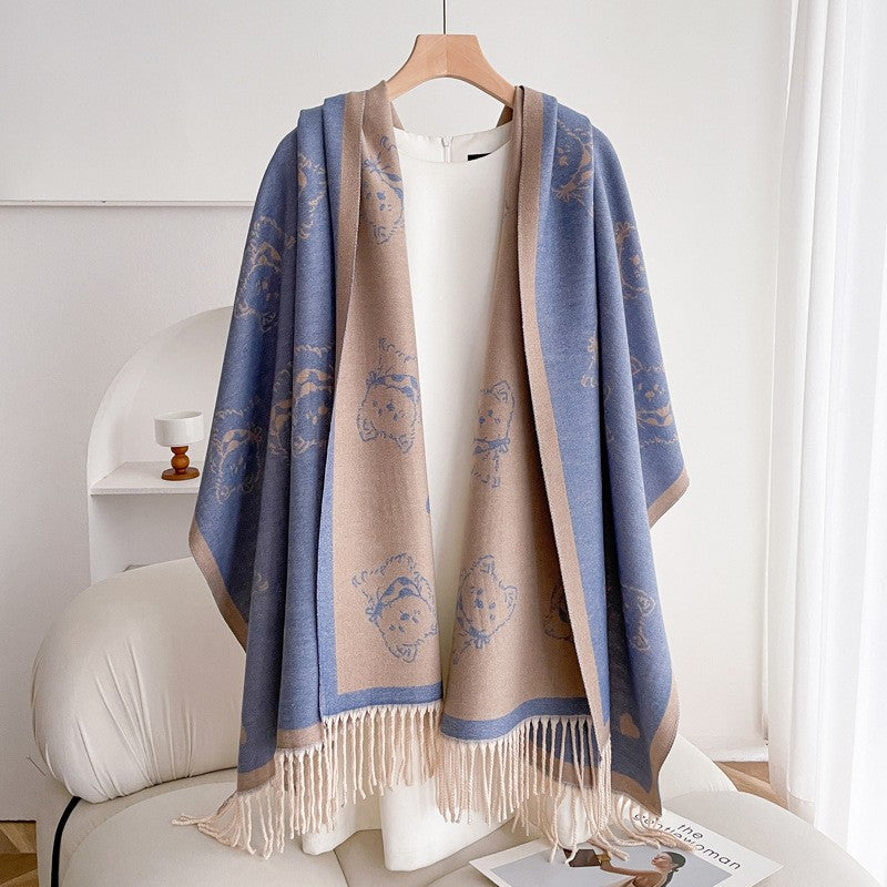 Valette Double-Sided Tassel Shawl