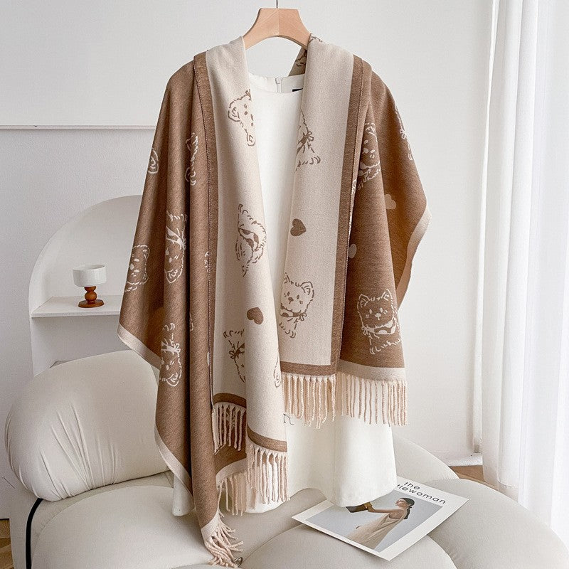 Valette Double-Sided Tassel Shawl