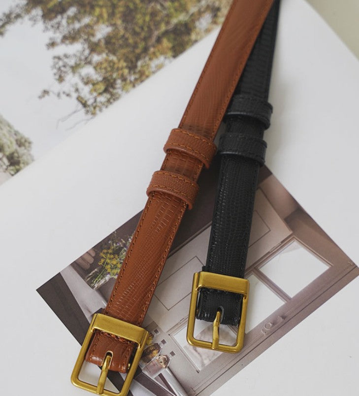 Valise Lizard-Embossed Cowhide Belt