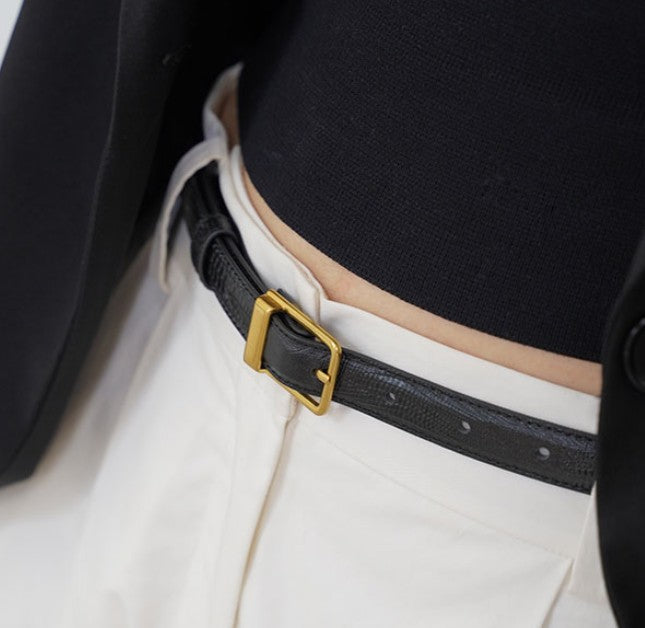 Valise Lizard-Embossed Cowhide Belt