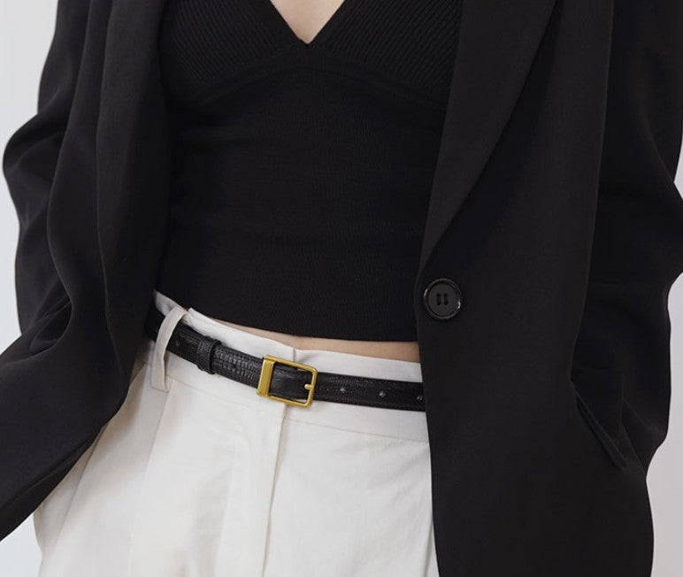 Valise Lizard-Embossed Cowhide Belt